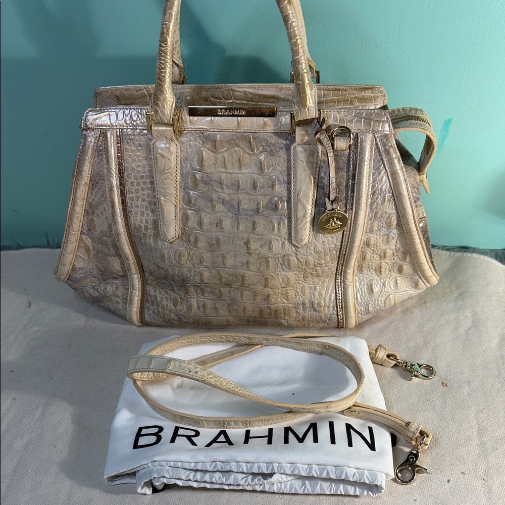 Brahmin Arden Satchel Topaz Alma  with Removable Strap